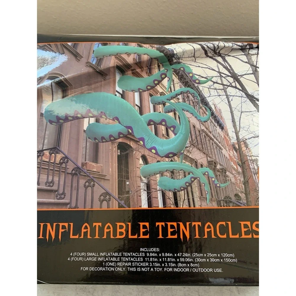 Eight Inflatable Tentacles Decorations Indoor/Outdoor Halloween Green/Purple NIB